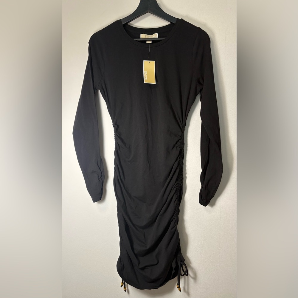 NWT Designer Michael Kors Elegant Black Long Sleeve Dress Size S Sku#137